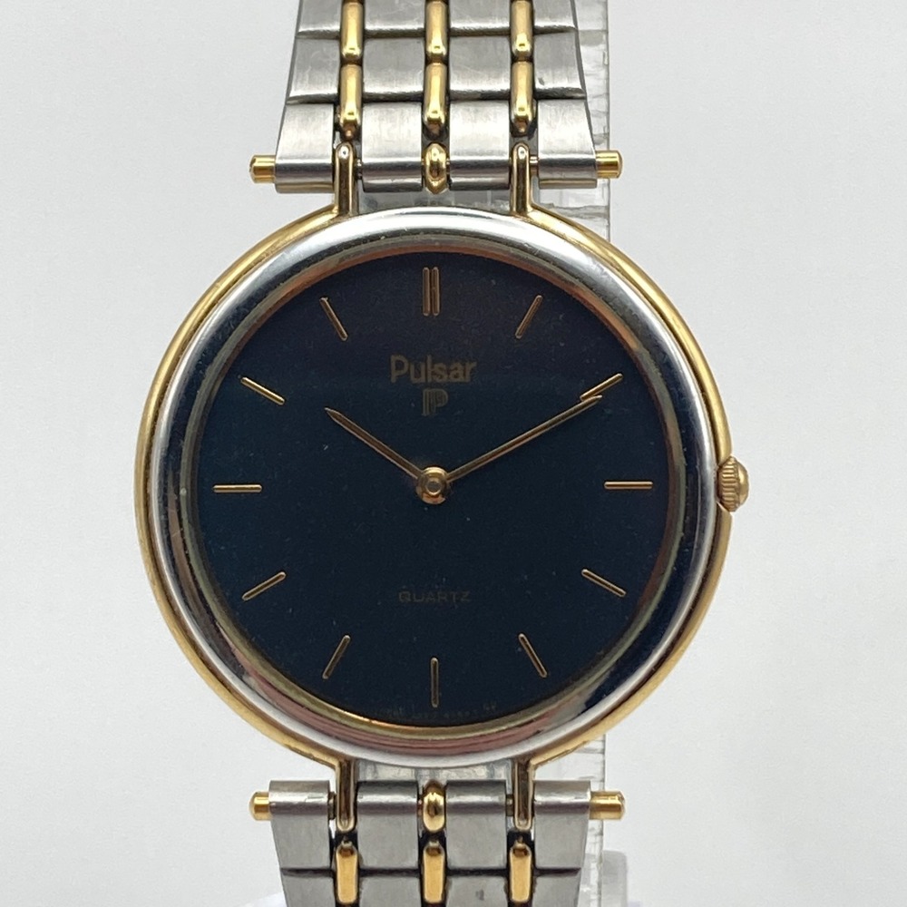 Vintage Pulsar Mens Watch 31mm Gold Silver Two Tone Slim V320-6050 New Battery